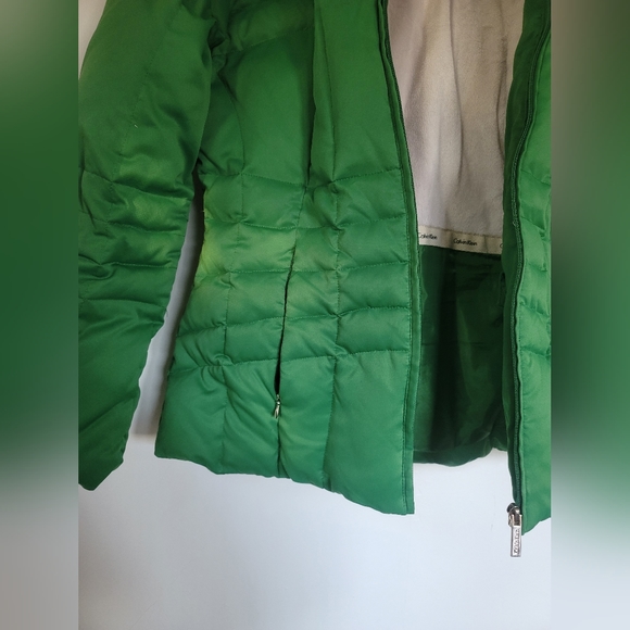 Calvin Klein Bright Green Puffer Jacket Size Small with removable hoodie - Picture 7 of 11